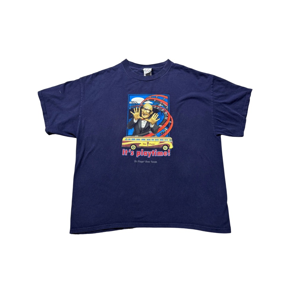 Y2K Six Flags Mr. Six‎ "It's Playtime!" Graphic Tee – Size XL